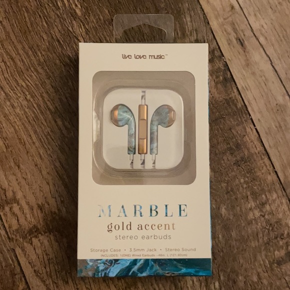 NWT Live Love Music Blue Tie-Dye Marble Stereo Earbuds - Picture 3 of 16